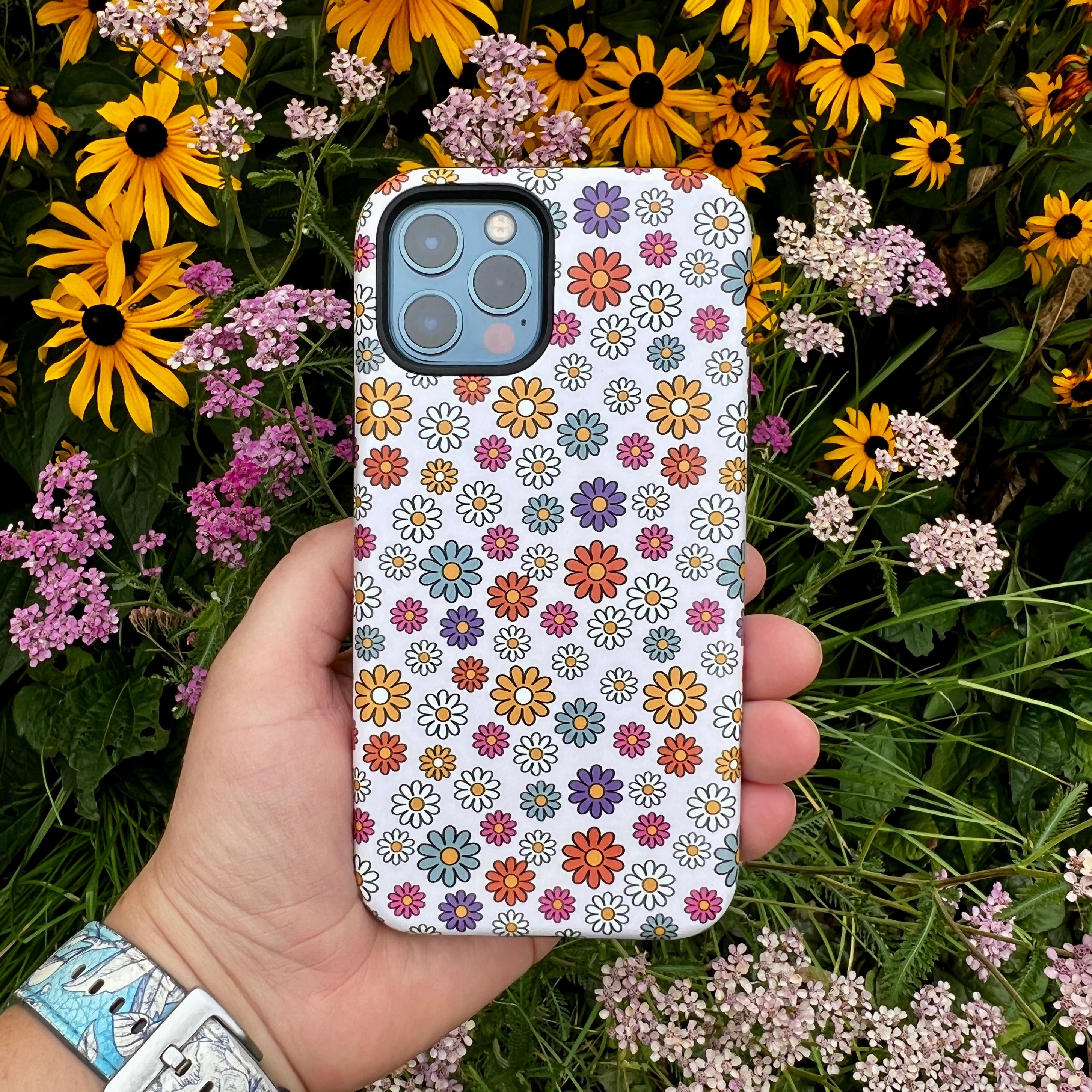 Shockproof Frame iPhone Tough Case - Mixed Daisies