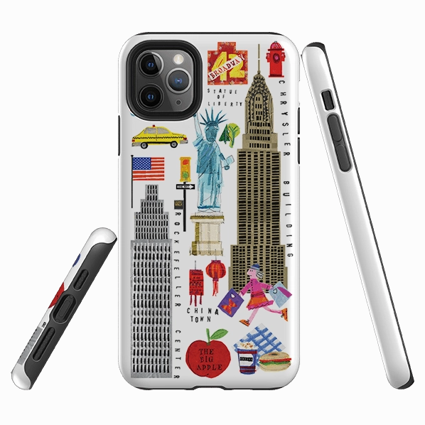 iPhone Tough Case - New York Icons By Tracey English Bold colors Premium Surface