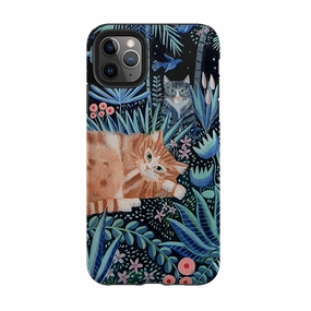 iPhone Tough Case - Night Cats By Mary Stubberfield Soft Grip Finish Soft Interior