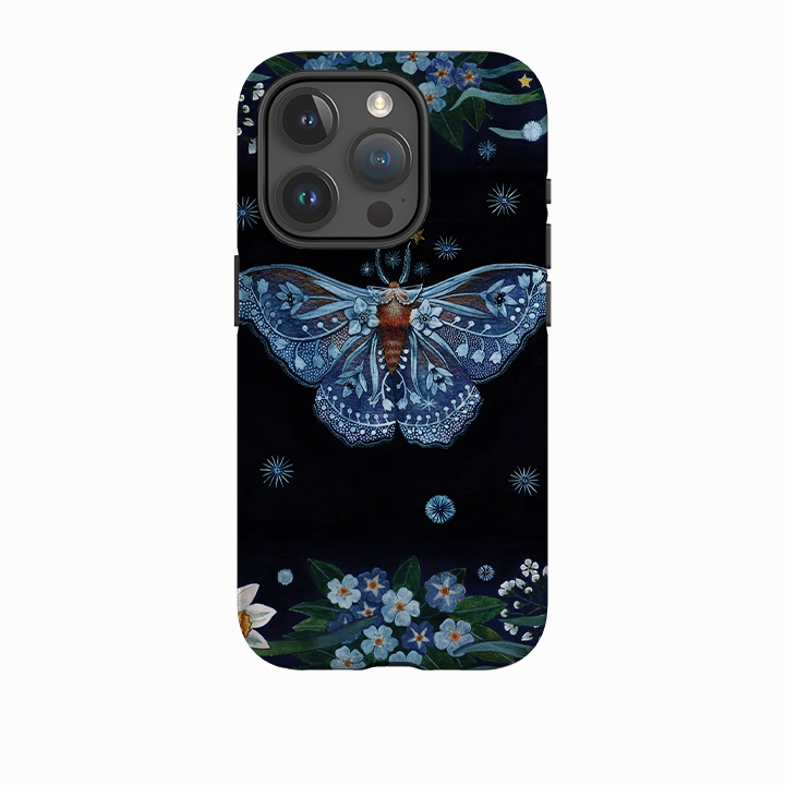 Gloss Layer Finish Rugged Look iPhone Tough Case - Night Moth By Maria Matos