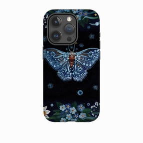 Frosted Finish Lightweight Protection iPhone Tough Case - Night Moth By Maria Matos