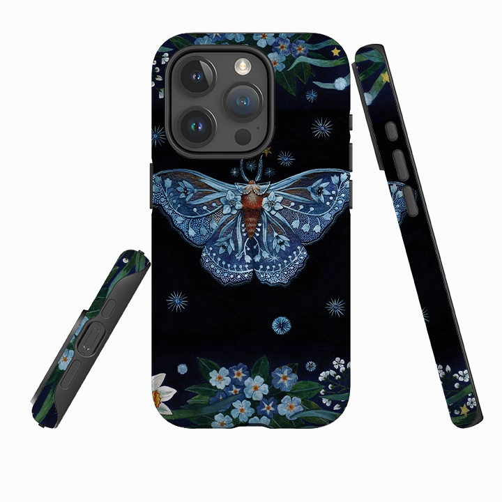 iPhone Tough Case - Night Moth By Maria Matos Hybrid Texture Design Everyday Protection