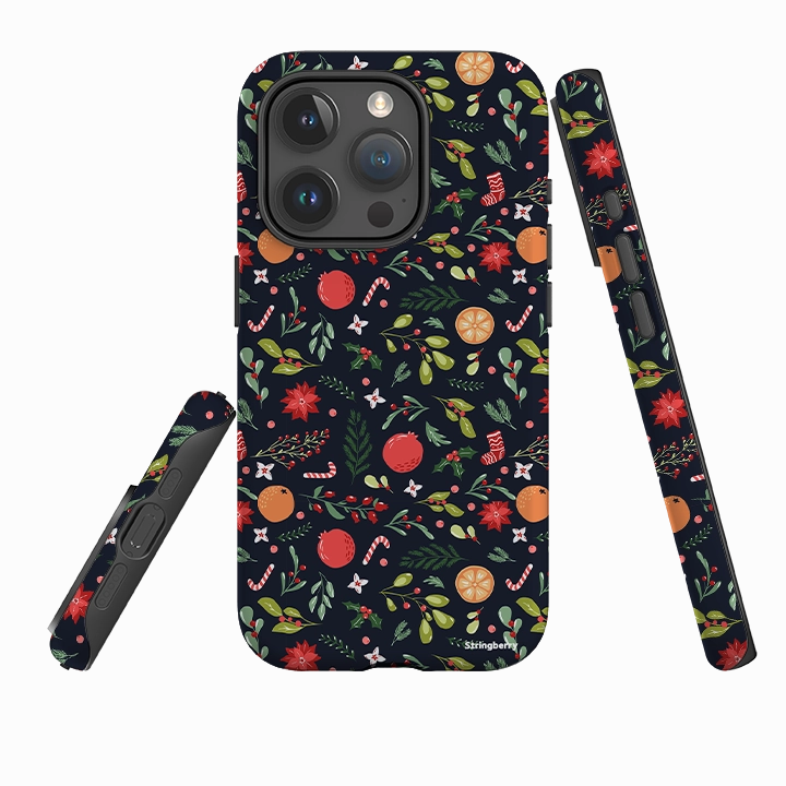 Minimalist Aesthetic Modern Grip Texture iPhone Tough Case - Oranges and Candy Canes II