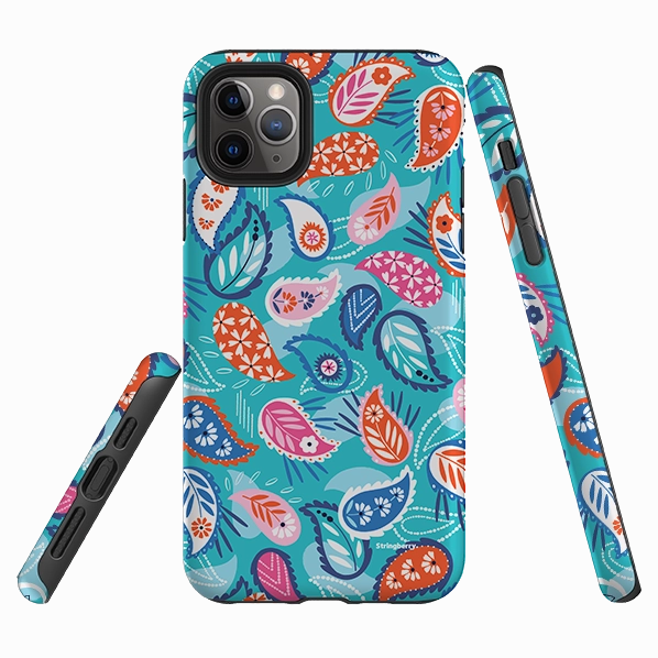 Hybrid Finish Texture Hybrid Pattern iPhone Tough Case - Paisley Blue By Ali Brookes