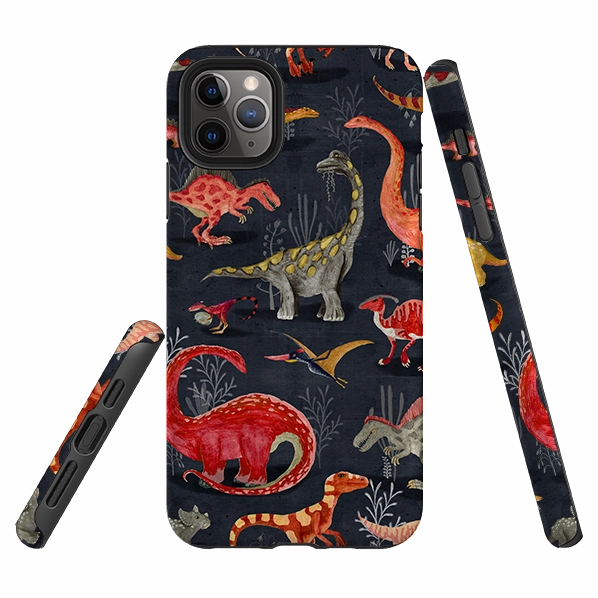 Ergonomic Feel iPhone Tough Case - Parisian Dinosaurs By Katherine Quinn