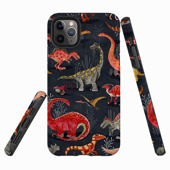 iPhone Tough Case - Parisian Dinosaurs By Katherine Quinn Creative Artwork Textured Grip