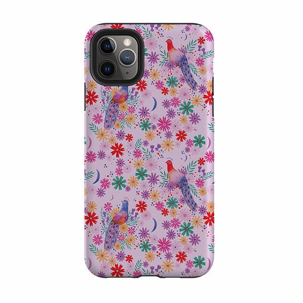 Minimal Protection iPhone Tough Case - Peacock Pattern Lilac By Lee Foster Wilson
