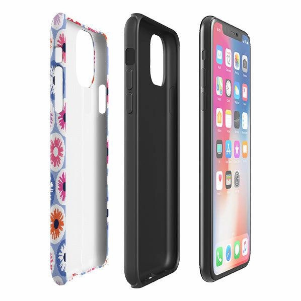 iPhone Tough Case - Penny Flowers Light Blue By Ali Brookes Urban Design Shock Surface