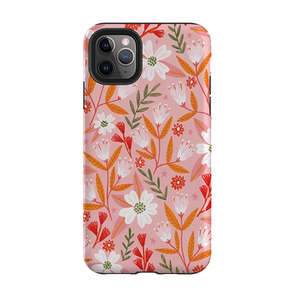 iPhone Tough Case - Pink And Orange Florals By Lee Foster Wilson Everyday Carry Lightweight Frame