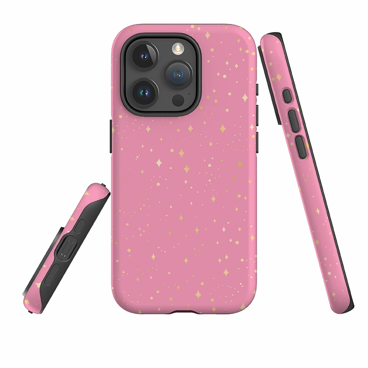 iPhone Tough Case - Pink Cosmos Flexible Pattern Layer Durable Accessory