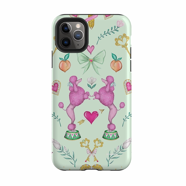 Elegant Finish iPhone Tough Case - Pink Poodle Parlour Mint By Catherine Rowe