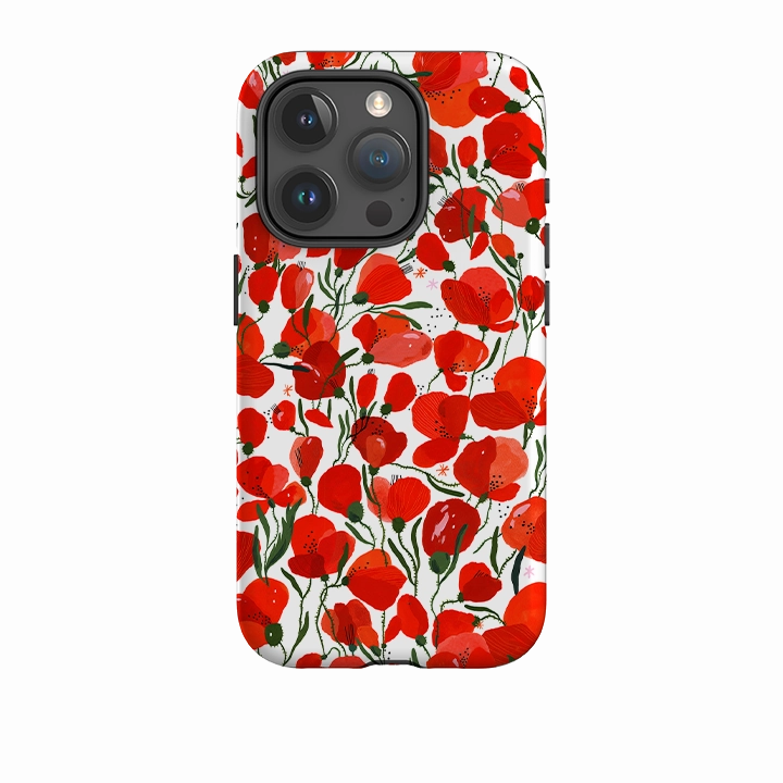 iPhone Tough Case - Poppies Pattern By Madalina Andronic Elegant Pattern Design Comfort Accessory