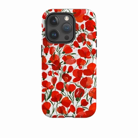 iPhone Tough Case - Poppies Pattern By Madalina Andronic Polished Texture