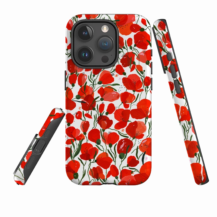 Protective Shell iPhone Tough Case - Poppies Pattern By Madalina Andronic