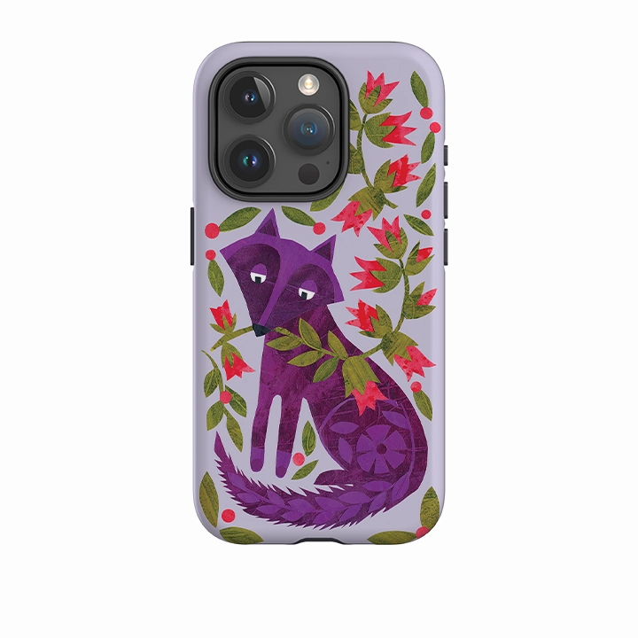 Hybrid Look iPhone Tough Case - Purple Foxie By Tracey English