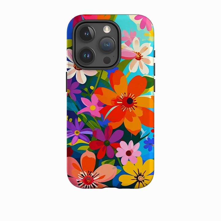 iPhone Tough Case - Rainbow Floral Artistic Design daily accessory