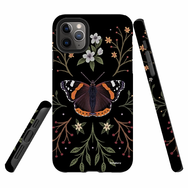 Flexible Touch iPhone Tough Case - Red Admiral Butterfly By Anna Stead