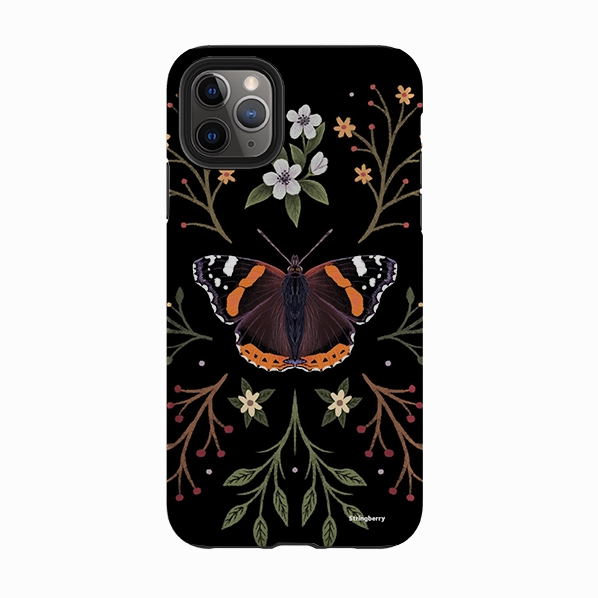 Durable Finish Rugged Grip iPhone Tough Case - Red Admiral Butterfly By Anna Stead