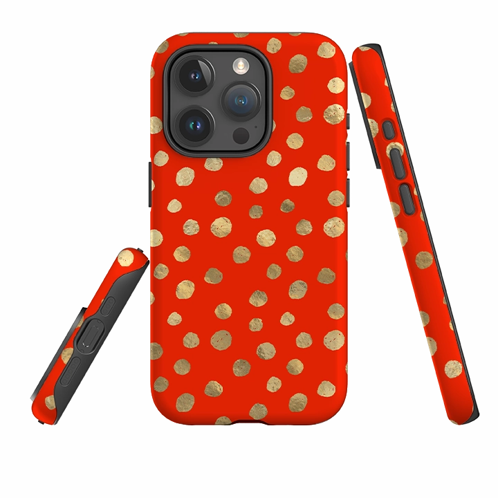 iPhone Tough Case - Red and Golden Dots Gradient Design Outdoor Adventure