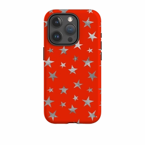 iPhone Tough Case - Red and Silver Stars Pocket Ready
