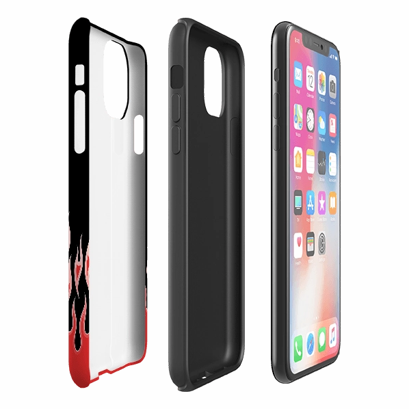 Port Protection Polished Detail Edge iPhone Tough Case - Red Flames