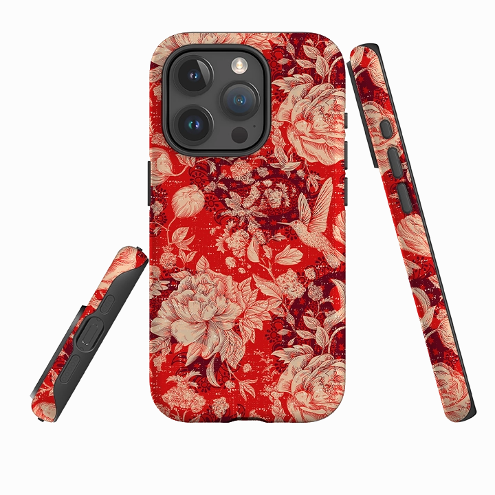 iPhone Tough Case - Red Peonies Protective Shell