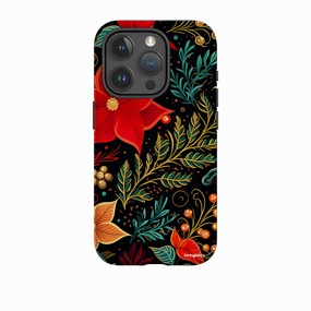 Smooth Texture iPhone Tough Case - Red Winter Floral II