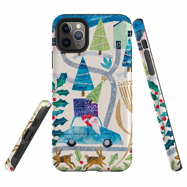 iPhone Tough Case - Santa Driving Home By Tracey English High protection Stylish Detail Layer