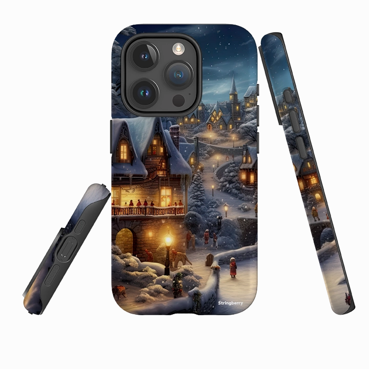 Soft Layer Texture Scratchproof Surface iPhone Tough Case - Scandinavian Winter Night
