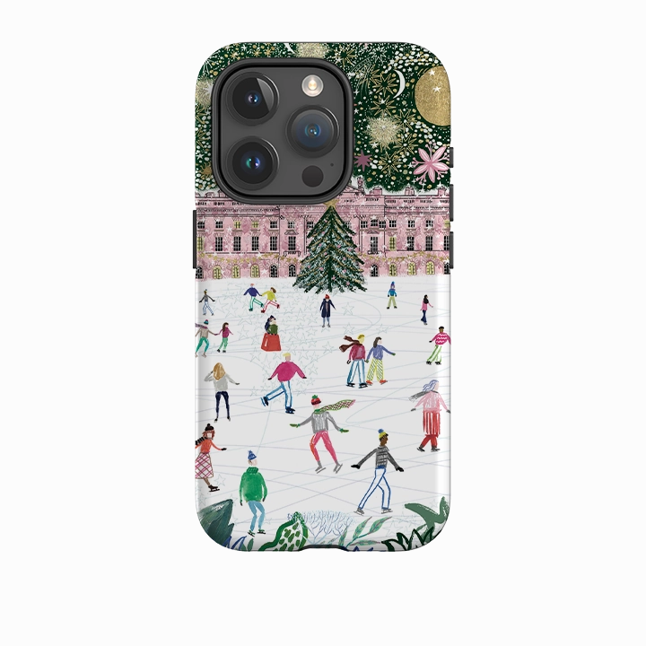 Non slip grip iPhone Tough Case - Skating At Somerset House By Emma Frances Grant