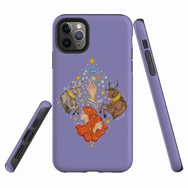 Hybrid Material Matte Texture Layer iPhone Tough Case - Spring Zodiac By Catherine Rowe