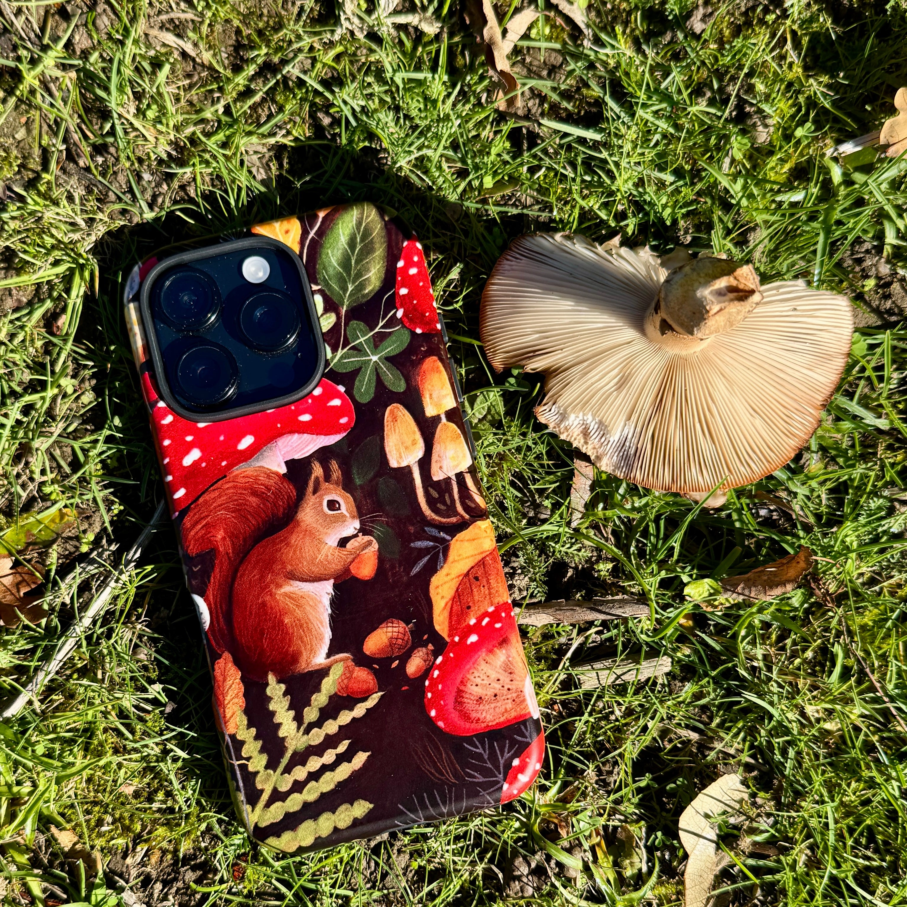 Rugged Surface Practical Accessory iPhone Tough Case - Squirrel Mushrooms By Bex Parkin