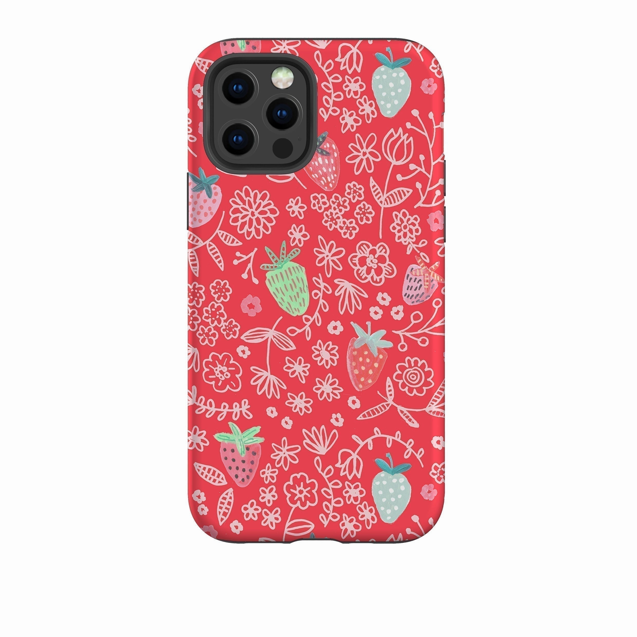 Luxury Edge Texture Flexible Edge iPhone Tough Case - Strawberries By Caroline Bonne Muller