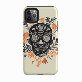iPhone Tough Case - Sugar Skull Cream By Jade Mosinski daily protection Travel Friendly