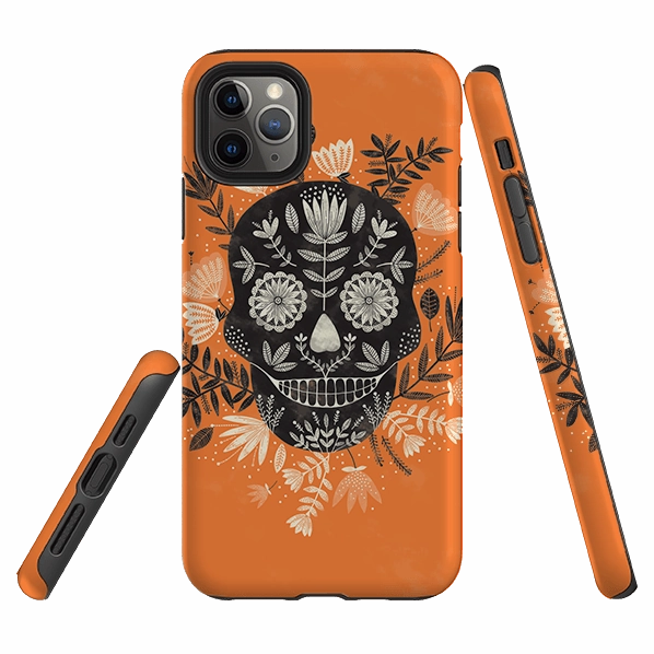 Compact Texture iPhone Tough Case - Sugar Skull Orange By Jade Mosinski