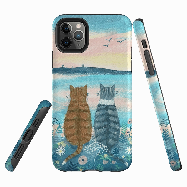 iPhone Tough Case - Sunset Cats 2 By Mary Stubberfield Minimal Surface