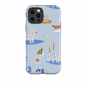 Simple Finish Shock Absorbing iPhone Tough Case - Surfing Dogs