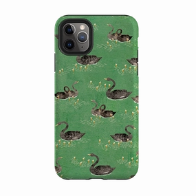 iPhone Tough Case - Swans Green By Katherine Quinn Transparent Look Refined Protection
