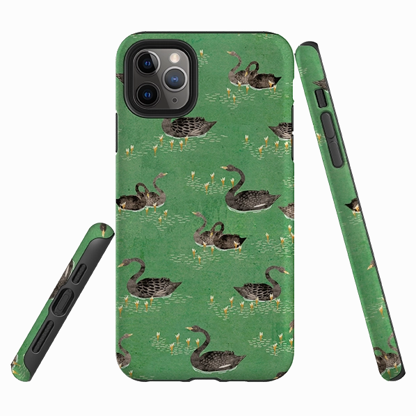 iPhone Tough Case - Swans Green By Katherine Quinn Non slip grip