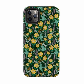 iPhone Tough Case - Sweet Birds Green By Lee Foster Wilson Premium Touch Strong Shell