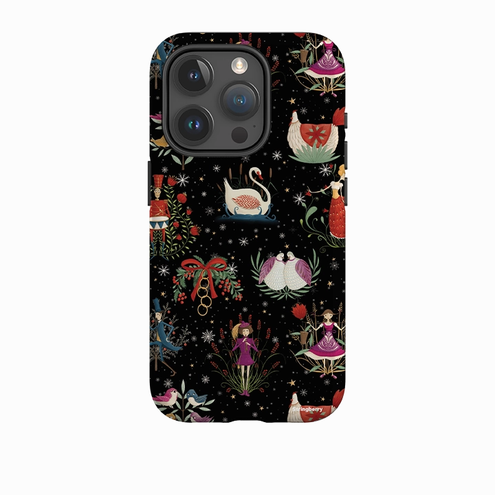 Water shield iPhone Tough Case - Twelve Days Black By Maja Lindberg