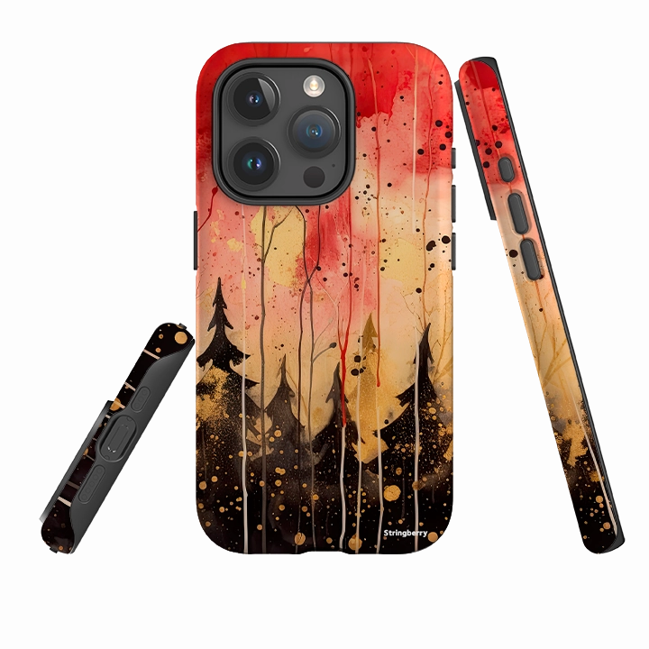 iPhone Tough Case - Watercolour Winter Forest Color Accent Luxury Layer Texture