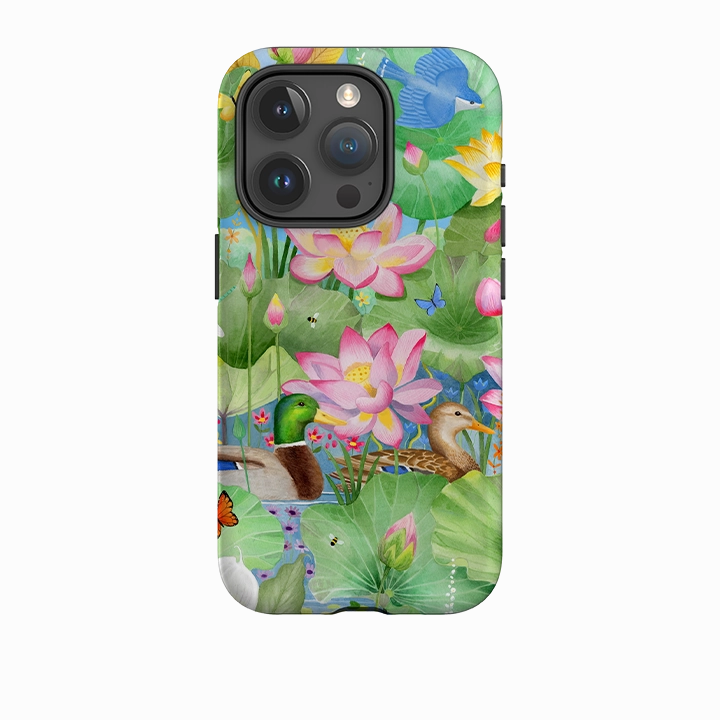 Glossy Finish Look iPhone Tough Case - Waterlily Pond By Bex Parkin