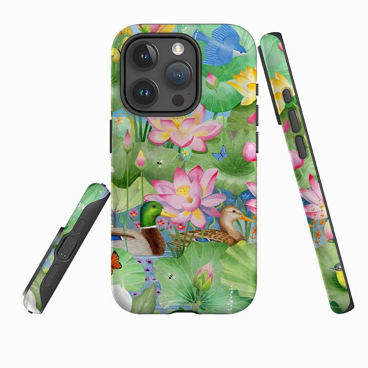 iPhone Tough Case - Waterlily Pond By Bex Parkin Sleek Texture