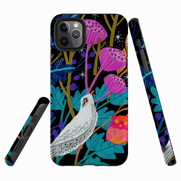 iPhone Tough Case - White Bird By Claire West Smooth Look Texture Compact Look