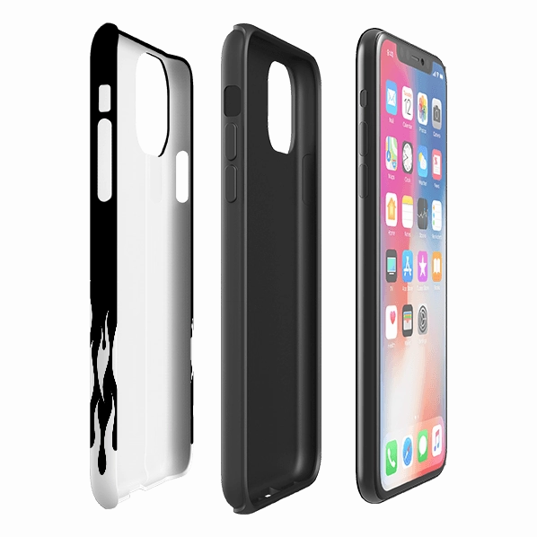 iPhone Tough Case - White Flames Color Accent