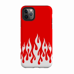 iPhone Tough Case - White Flames Red Soft Touching