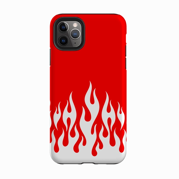 iPhone Tough Case - White Flames Red Soft Touching