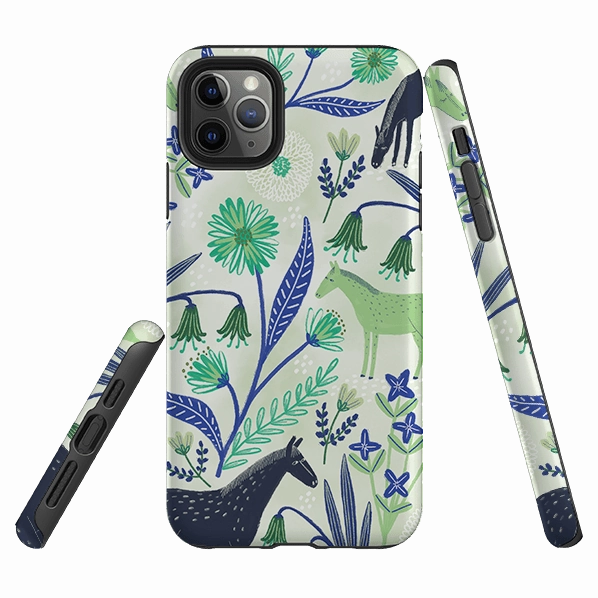 Portable Fit iPhone Tough Case - Wild Ponies Green By Lee Foster Wilson