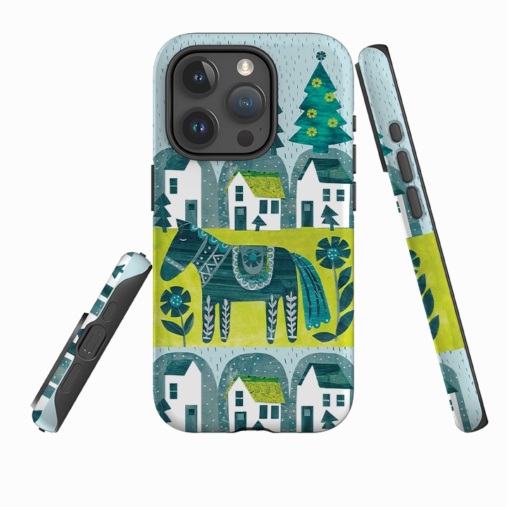 Sporty Design Durable Build Quality iPhone Tough Case - Winter Dala Horse By Tracey English